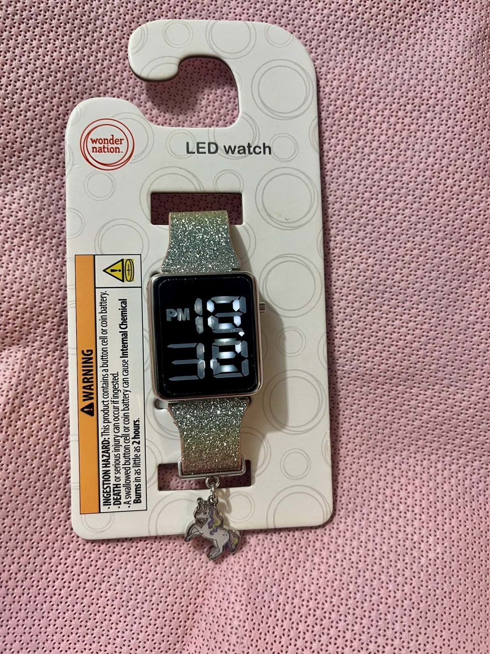 wonder nation Glitter Green LED Watch with Unicorn Charm